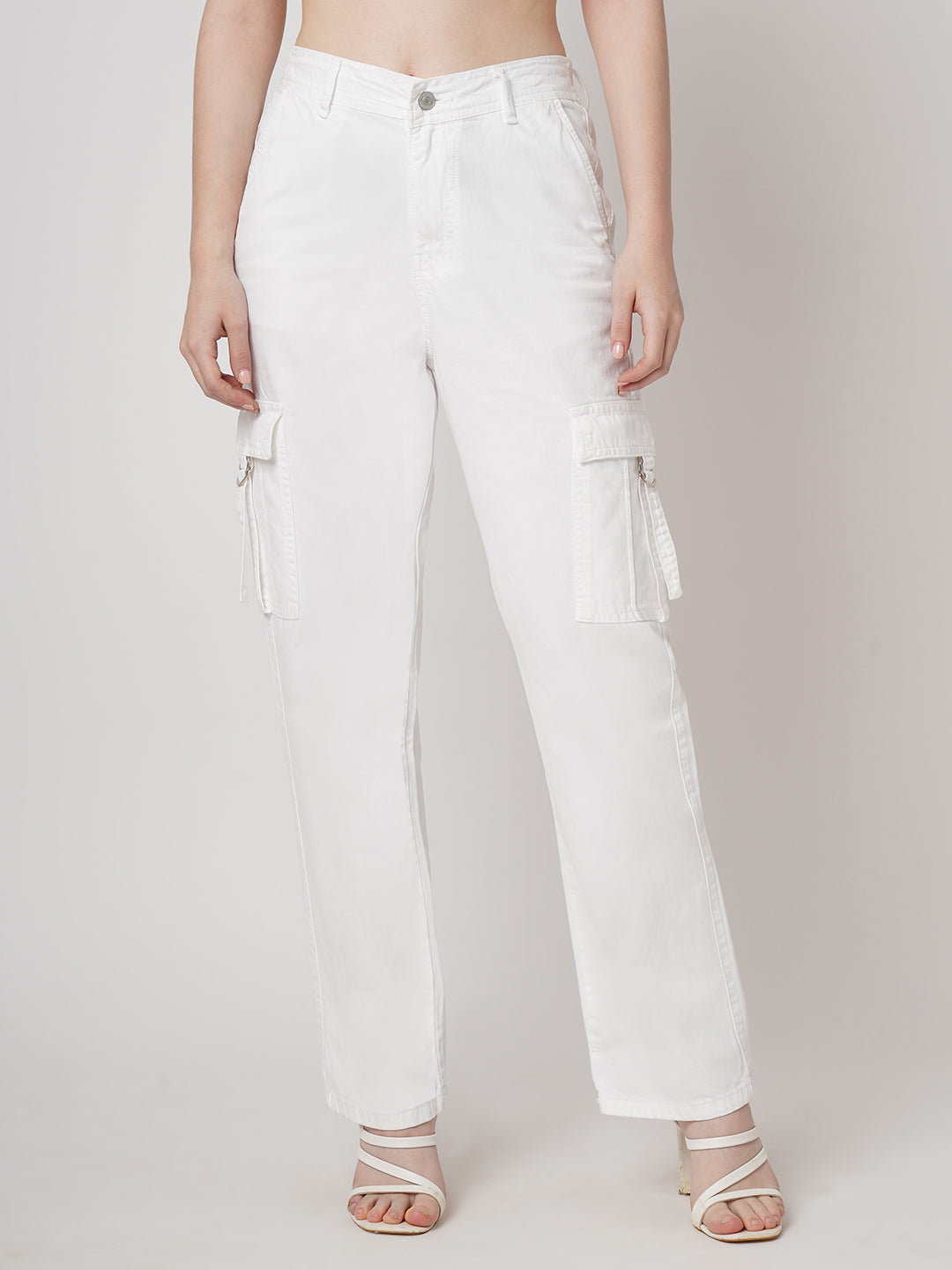 Women White Mid-Rise Cargo