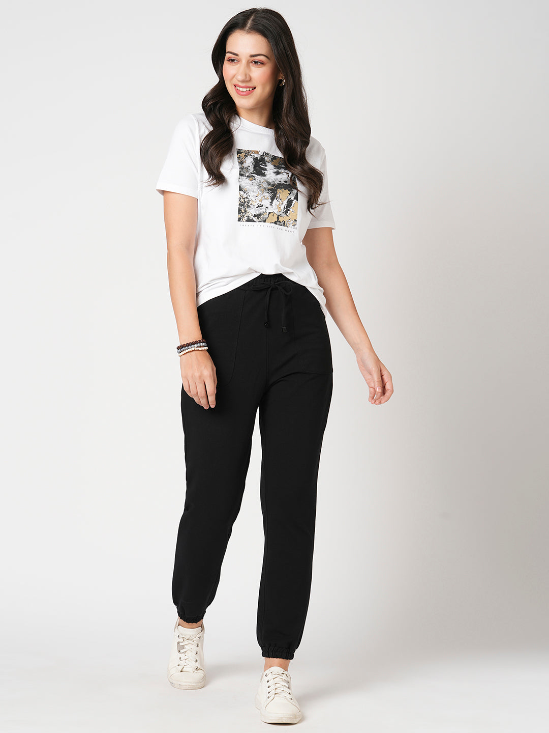 Women Black Mid-Rise Athleisure Joggers