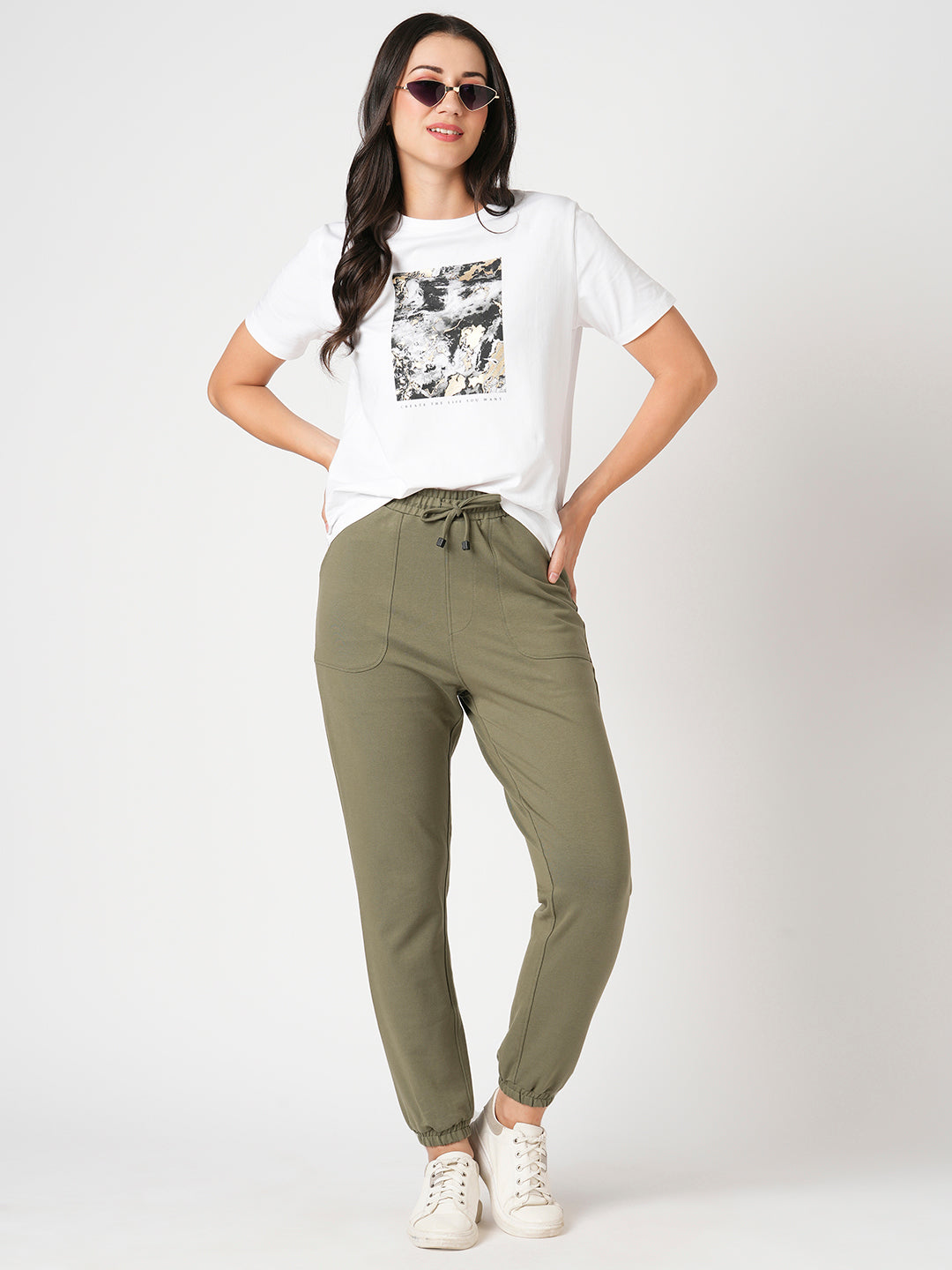 Women Olive High-Rise Joggers