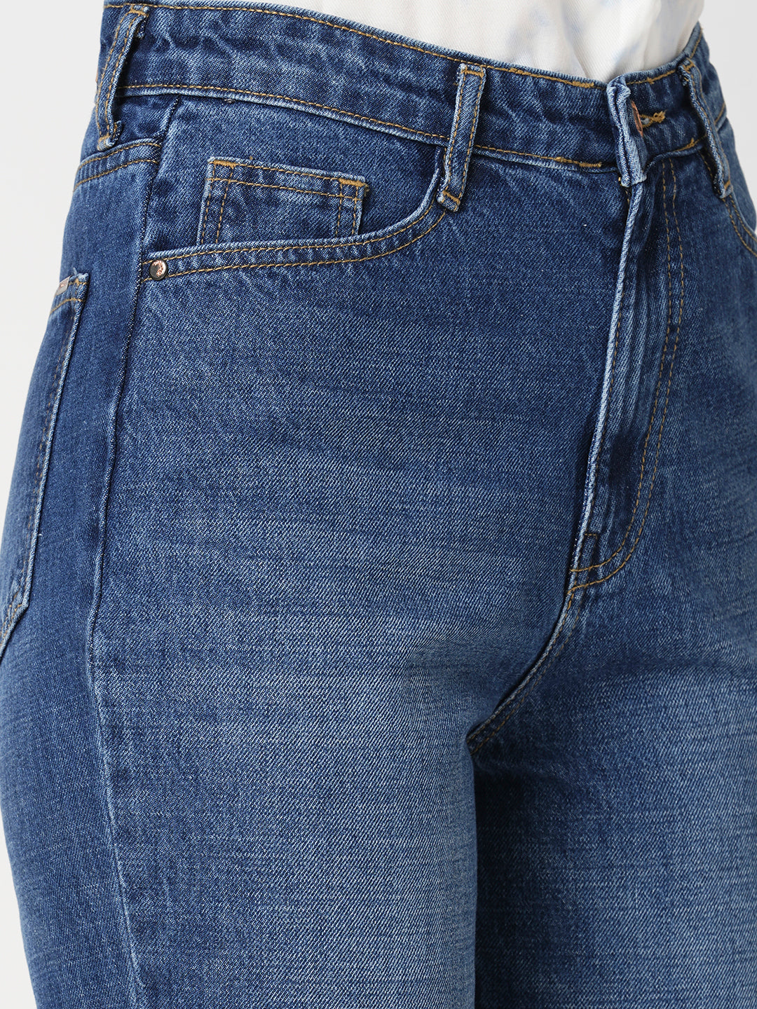 Women Blue High-Rise Straight Fit Jeans