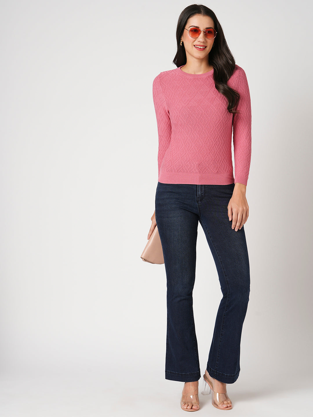 Women Blush Pink Crop Tees