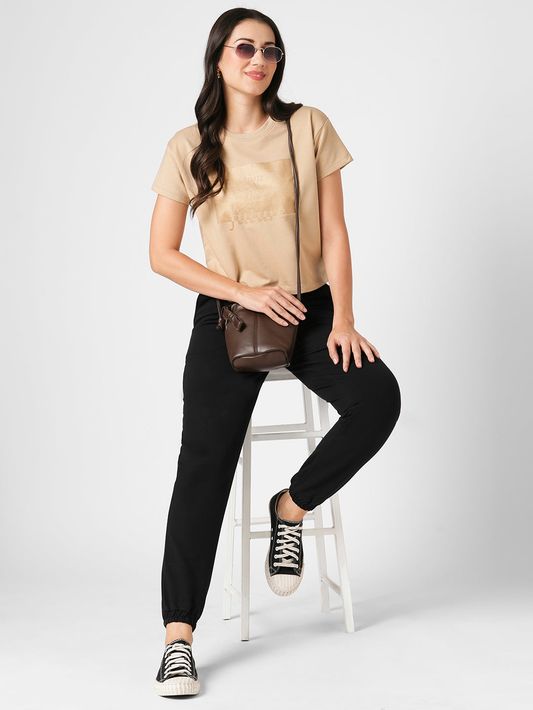 Women Black Mid-Rise Joggers