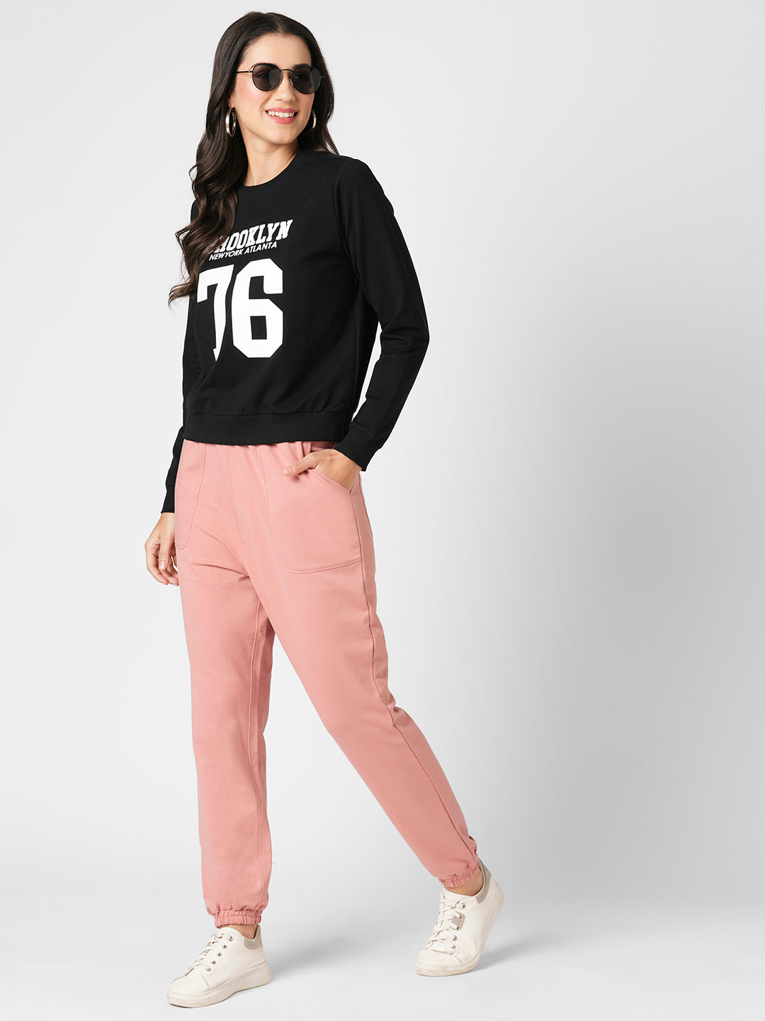Women Blush Pink High-Rise Jogger