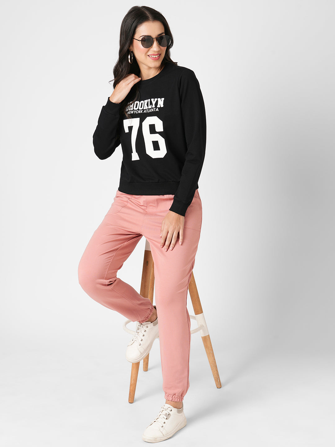 Women Blush Pink High-Rise Jogger