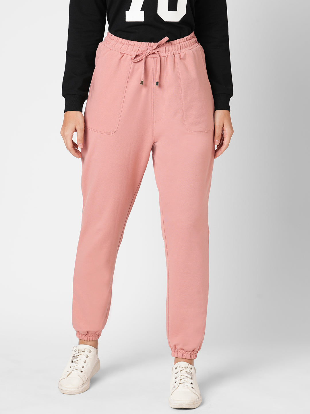 Women Blush Pink High-Rise Jogger