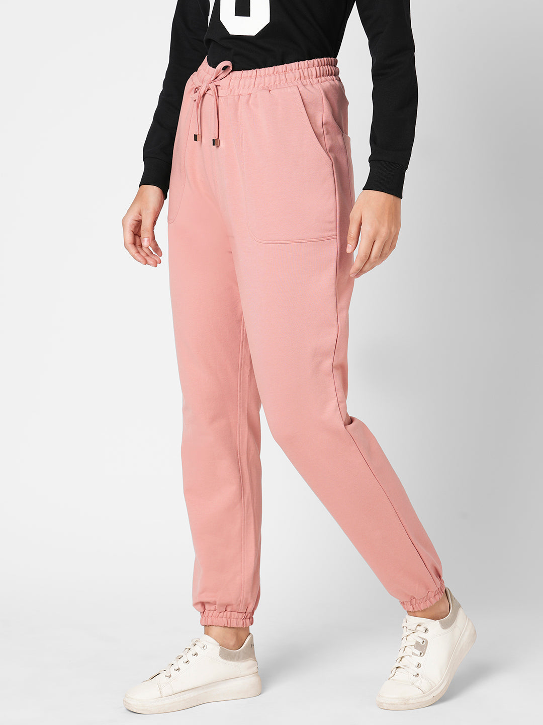 Women Blush Pink High-Rise Jogger