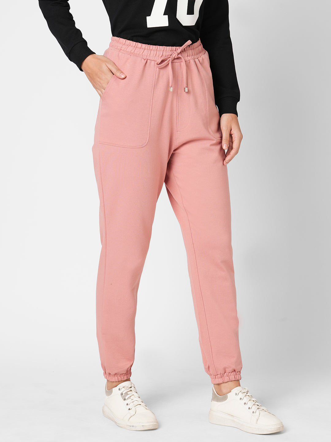 Women Blush Pink High-Rise Jogger
