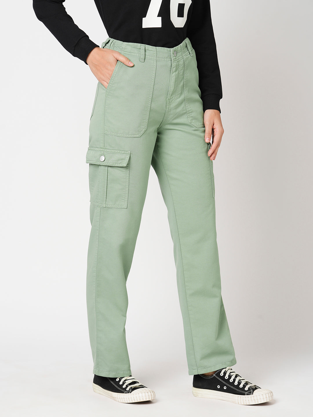 Women Mint Mid-Rise Cargo