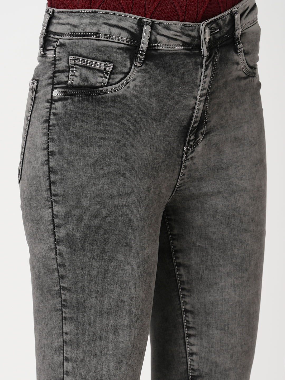 Women Grey High-Rise Skinny Jeans
