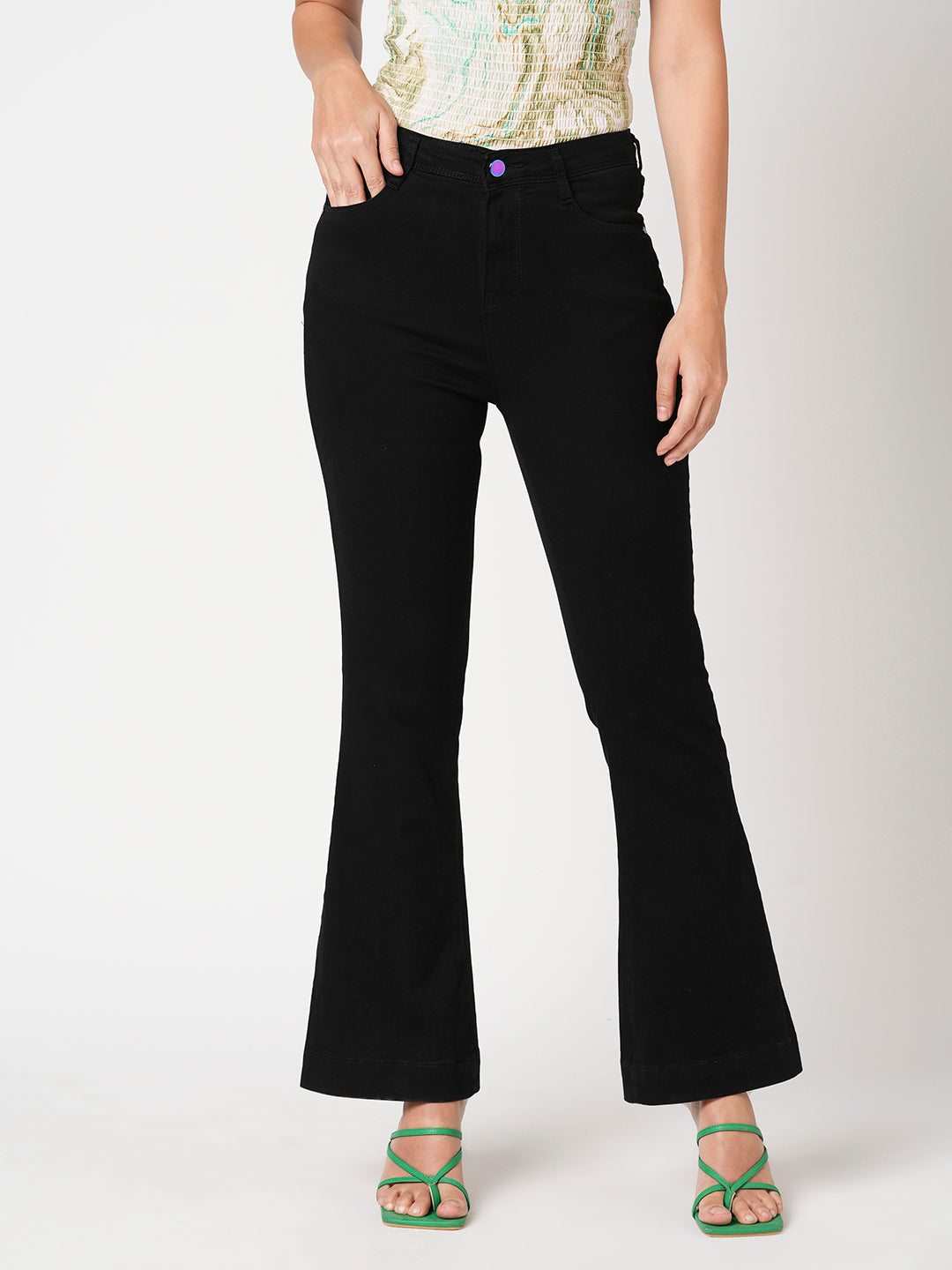 Women Black High-Rise Flare Jeans