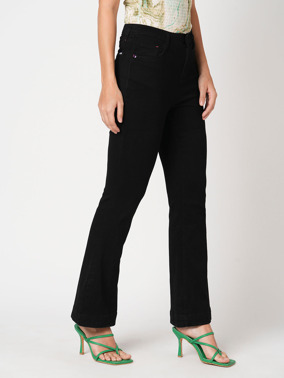 Women Black High-Rise Flare Jeans