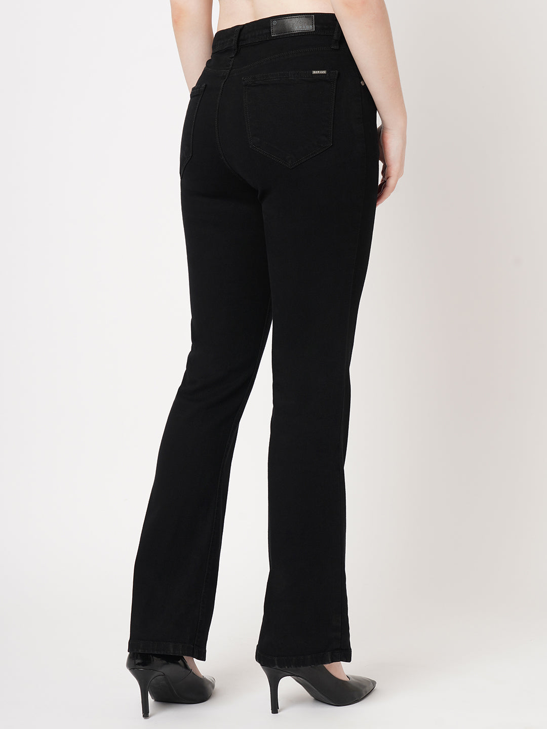 Women Black High-Rise Mini Flare Jeans