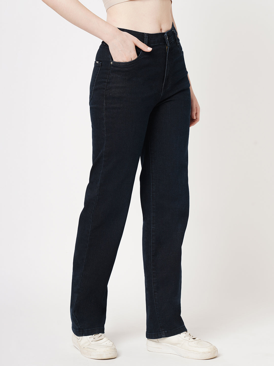 Women Dark Blue Relax Straight Fit Jeans
