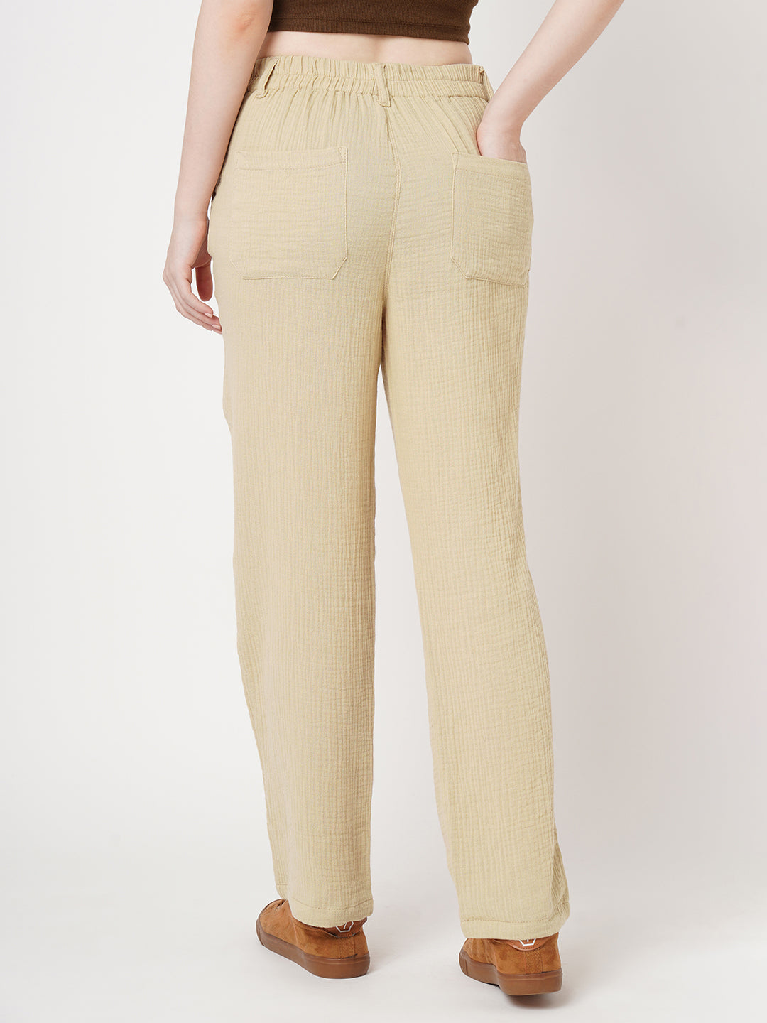 Women High-Rise Loose Straight Pants