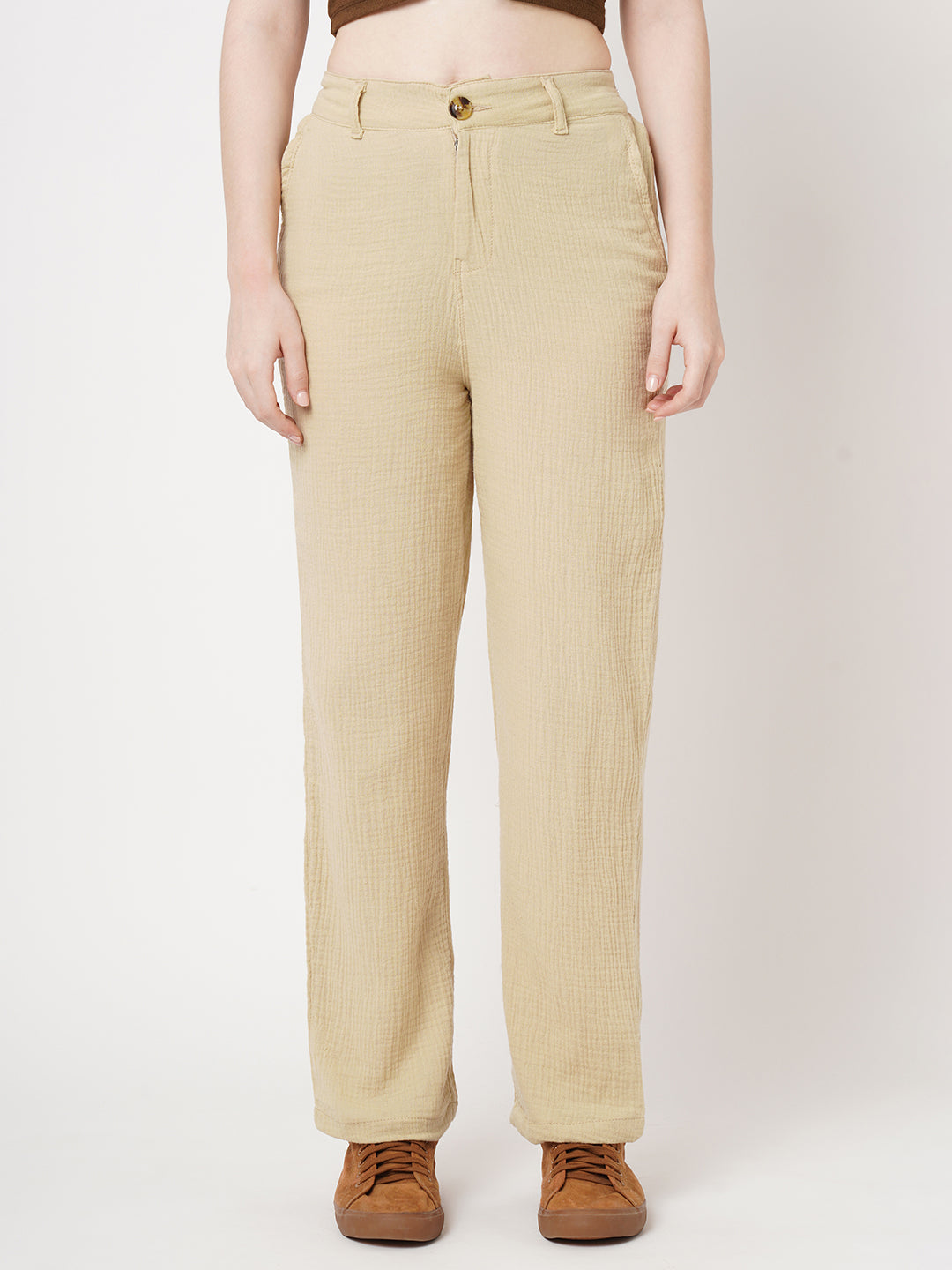 Women High-Rise Loose Straight Pants