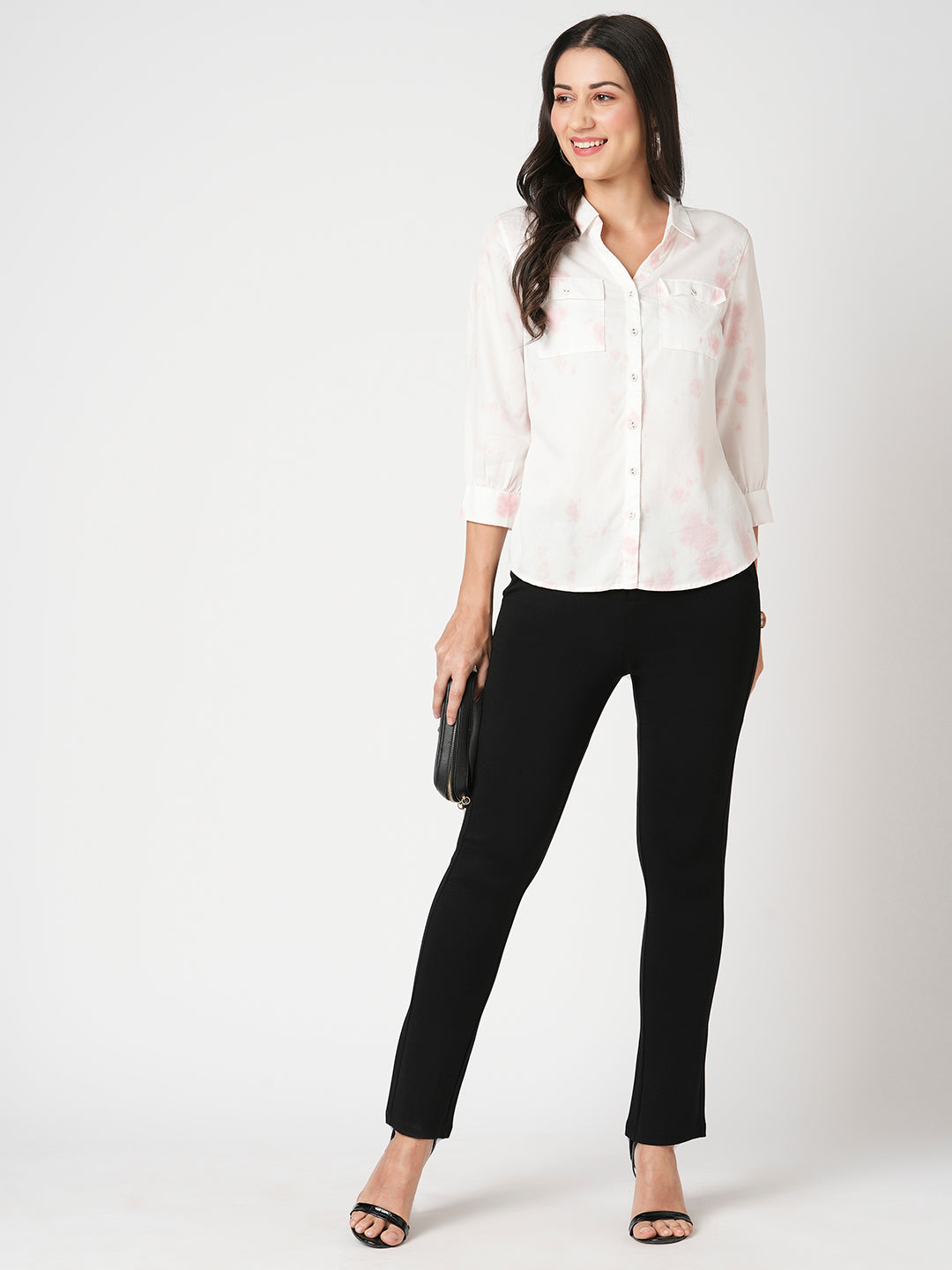 Women Black Mid-Rise Straight Fit Treggings