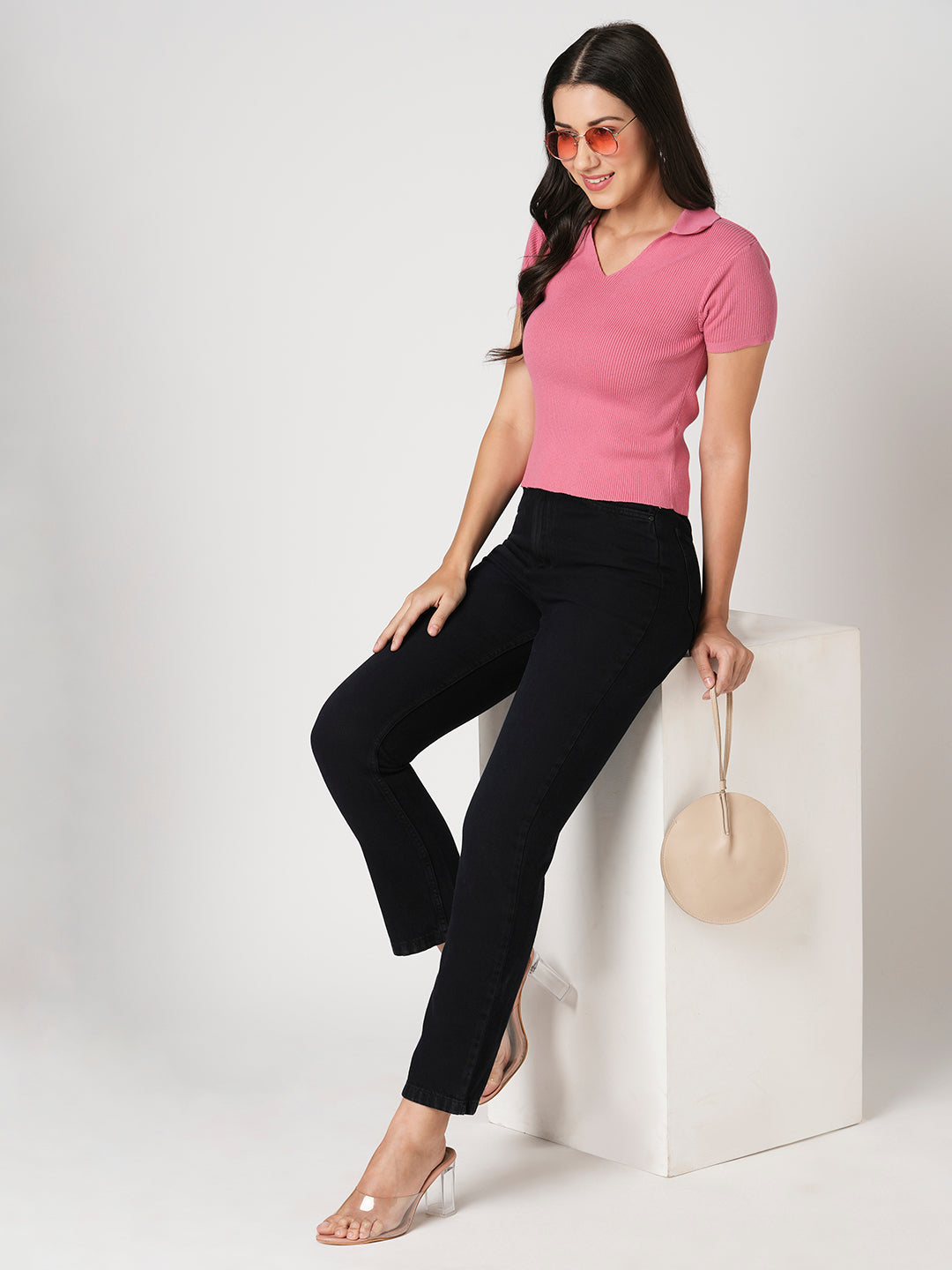 Women Charcoal Blue Relax Straight Fit Jeans