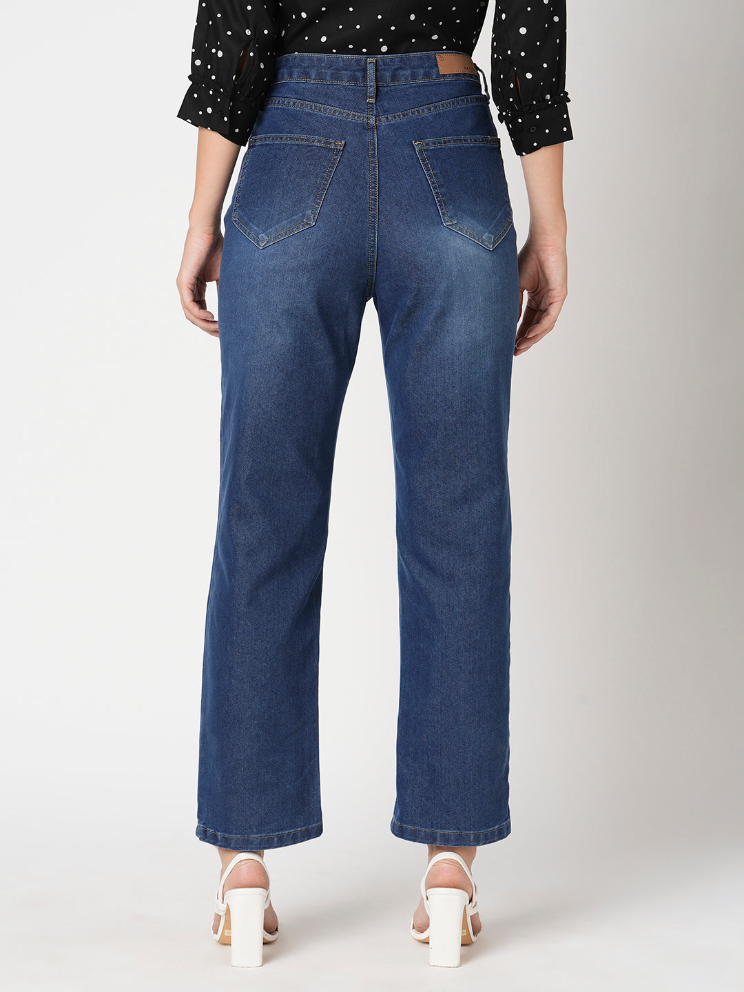Women Blue High-Rise Straight Fit Jeans