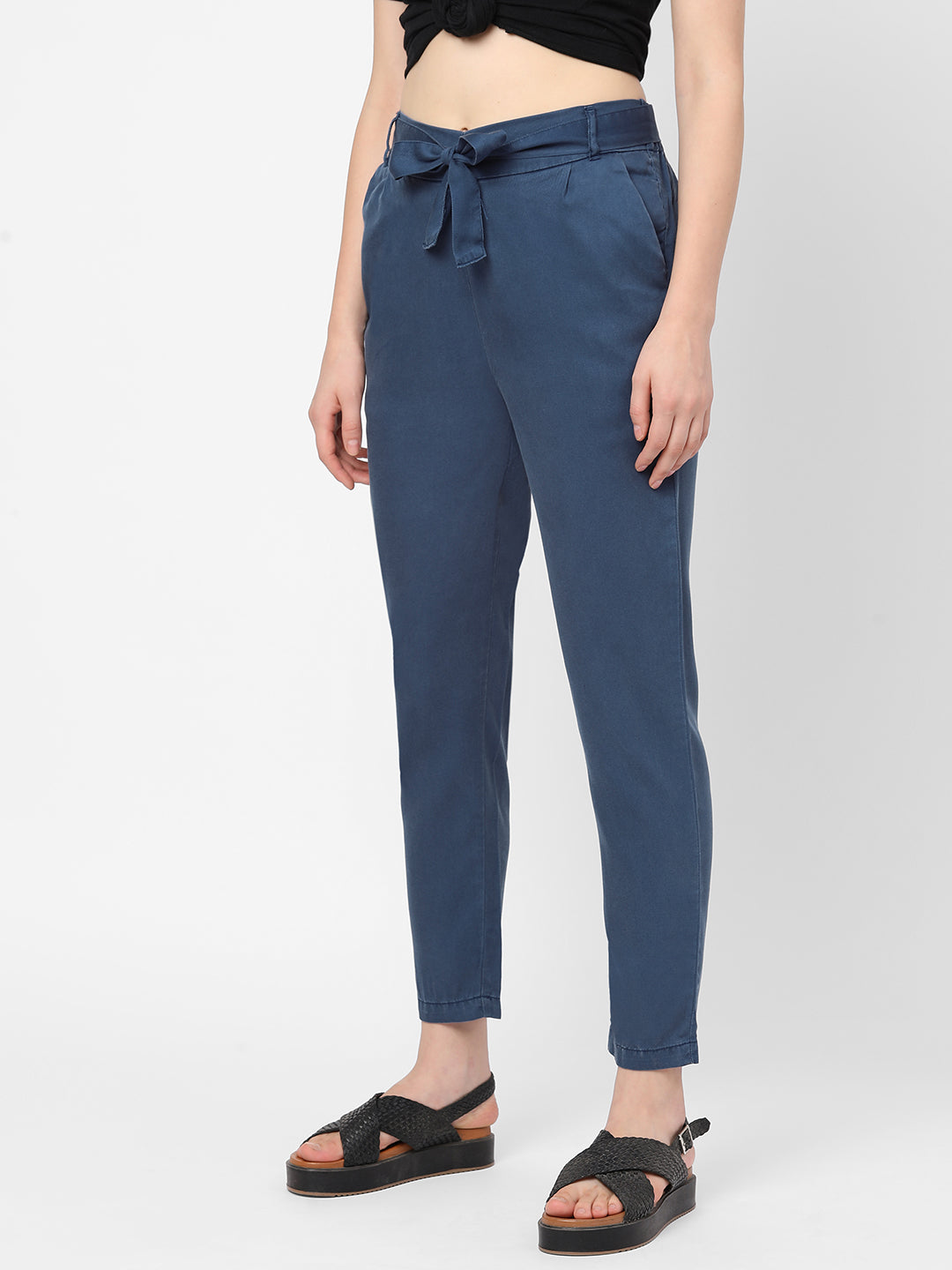Women High-Rise Paper Bag Pants