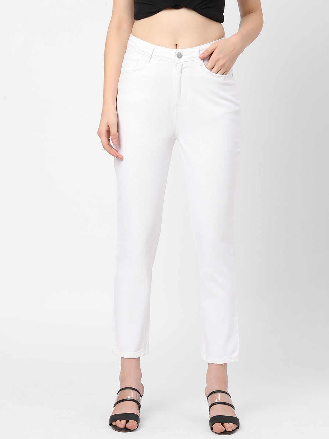 Women White High-Rise Super Straight Jeans
