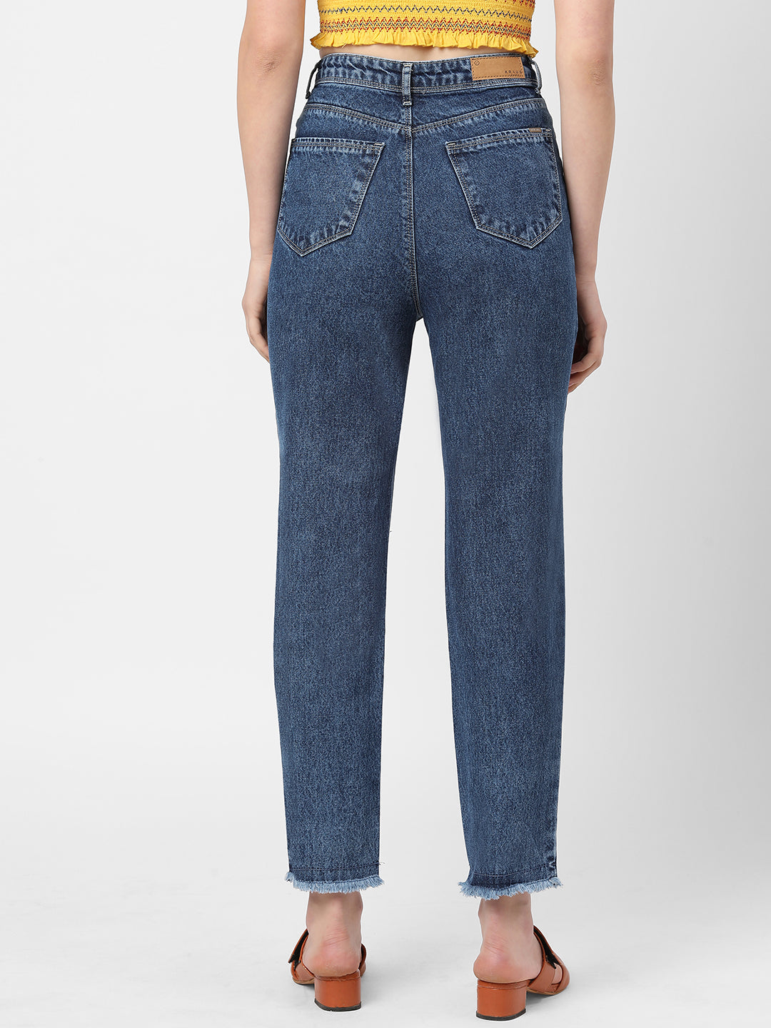 Women Blue High-Rise Mom Fit Jeans
