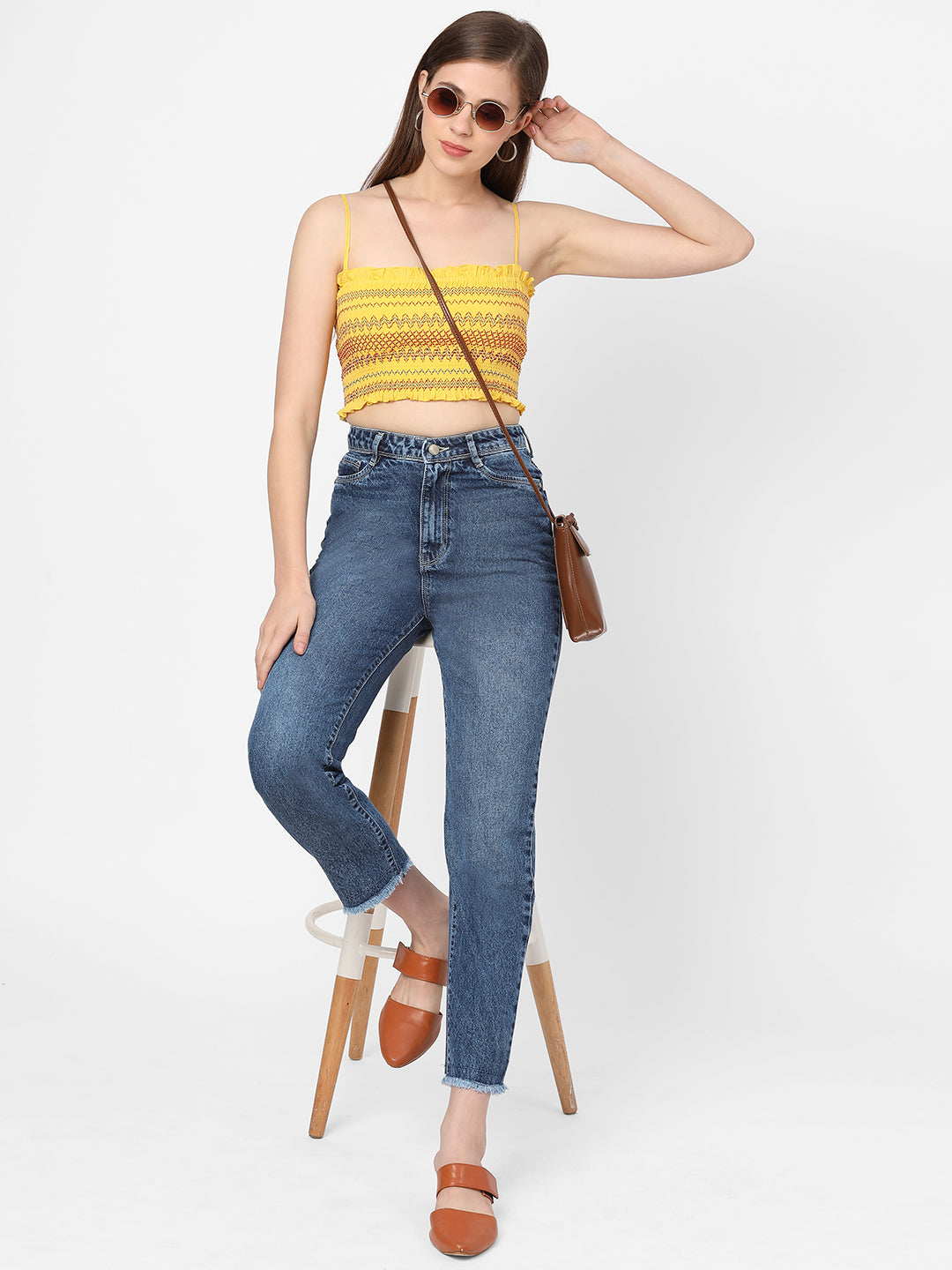 Women Blue High-Rise Mom Fit Jeans