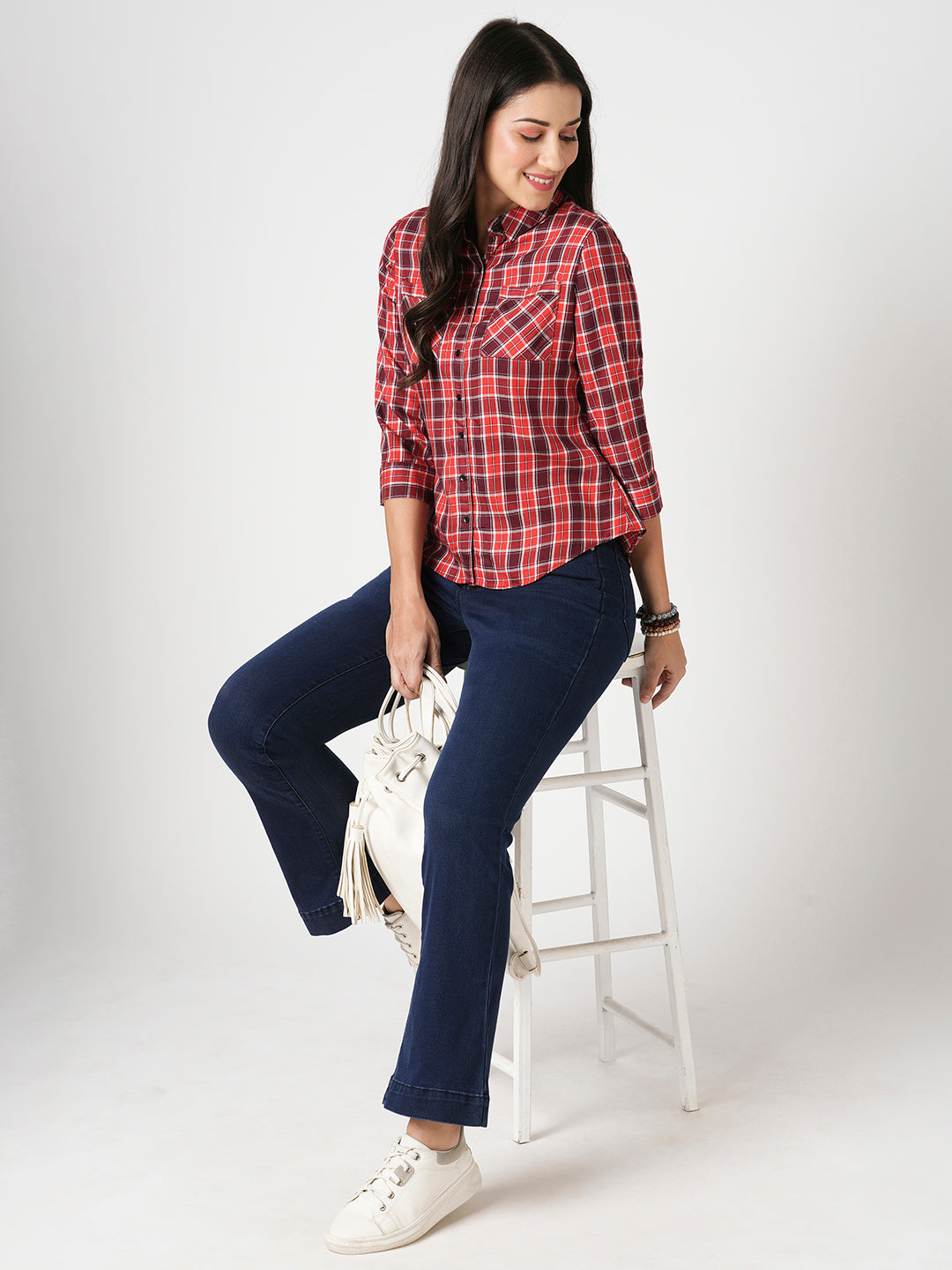 Women Dark Blue High-Rise Flare Jeans