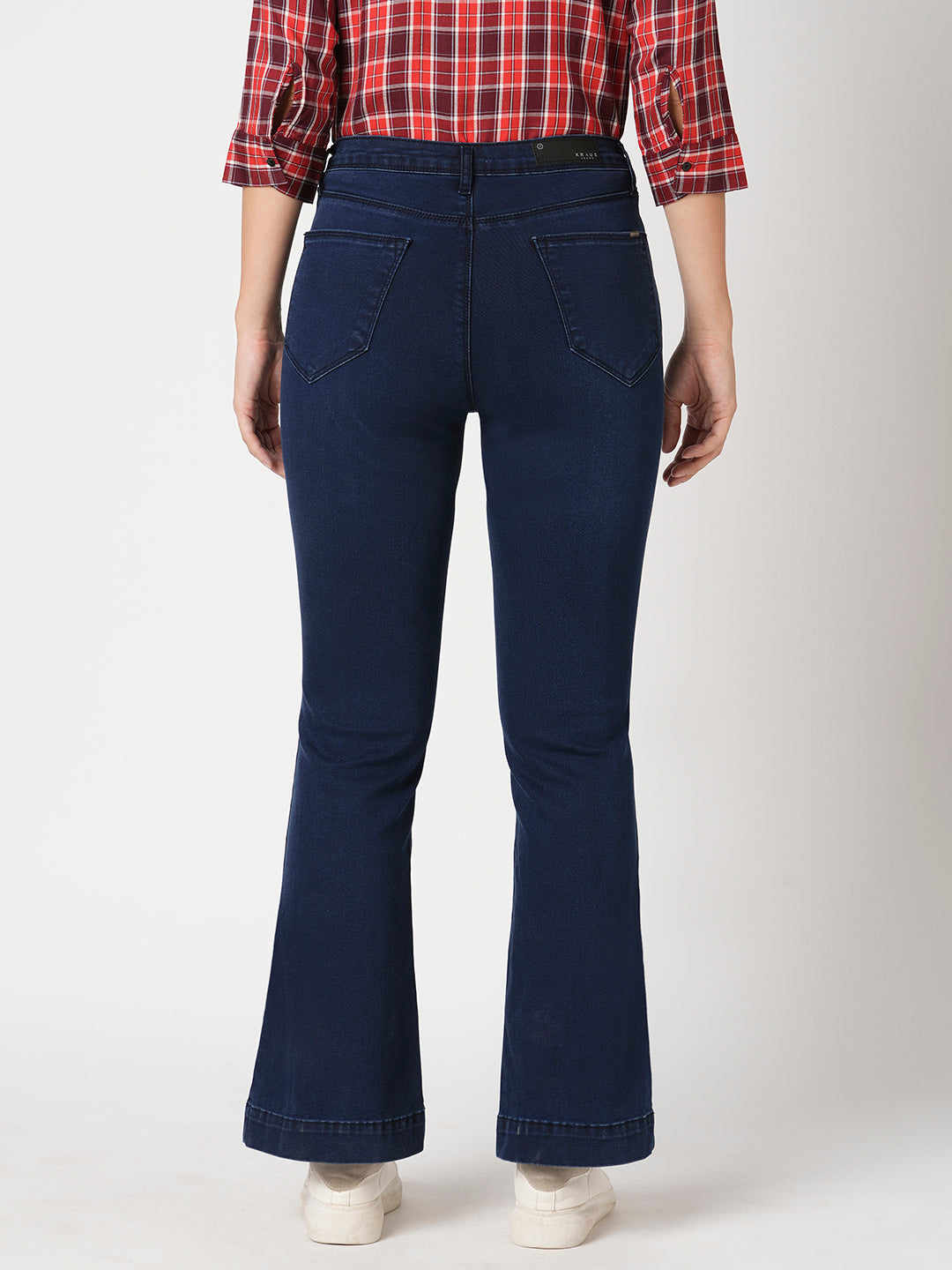 Women Dark Blue High-Rise Flare Jeans