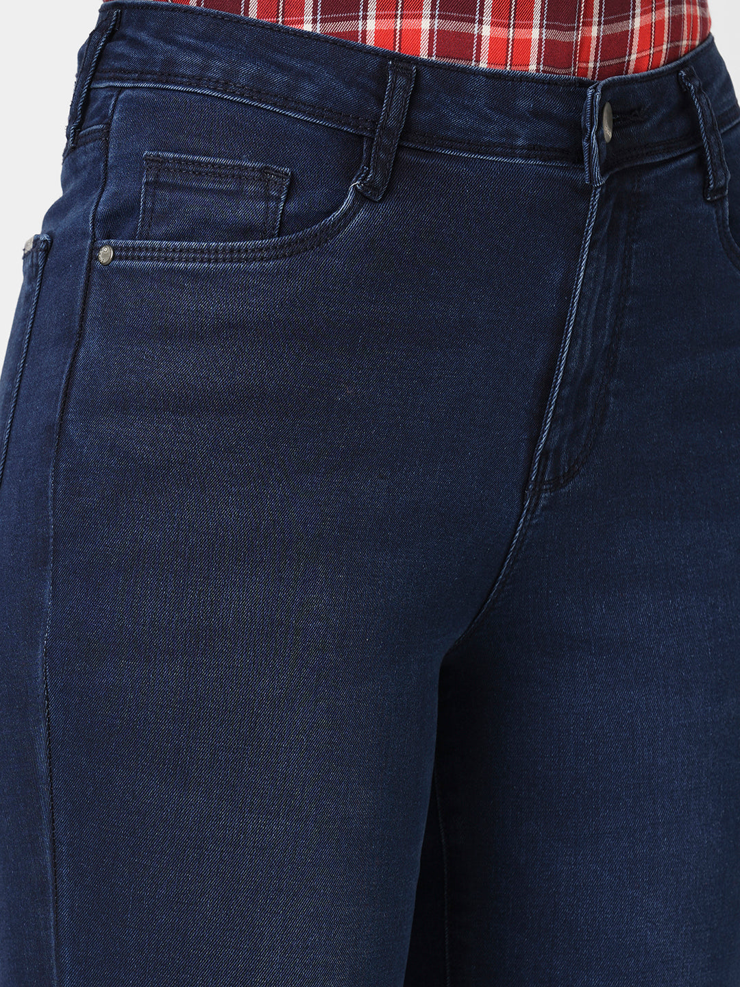 Women Dark Blue High-Rise Flare Jeans