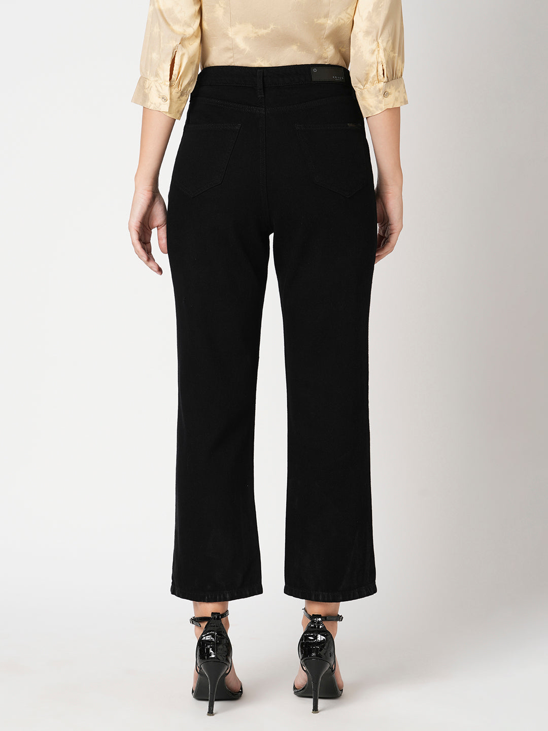 Women Black High-Rise Loose Straight Fit Jeans