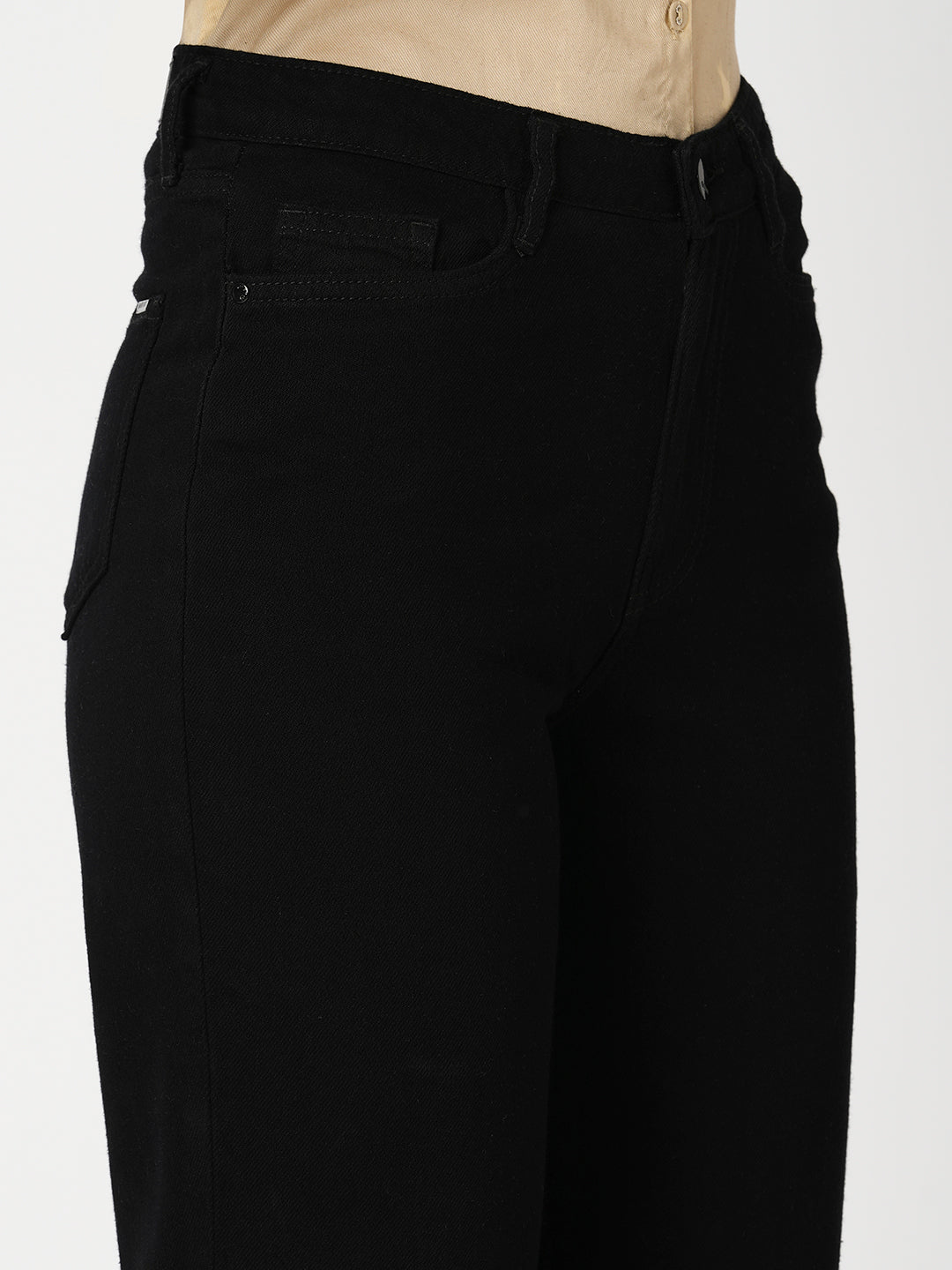 Women Black High-Rise Loose Straight Fit Jeans
