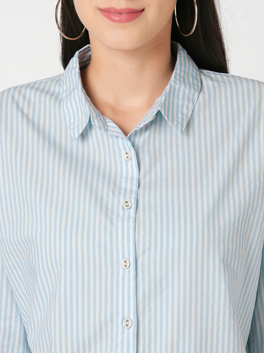 Women Sky/White Oversized Shirt