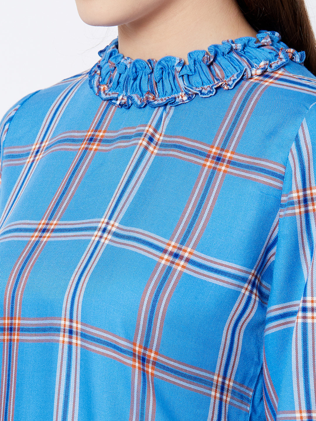 Women Royal Blue Checks Top