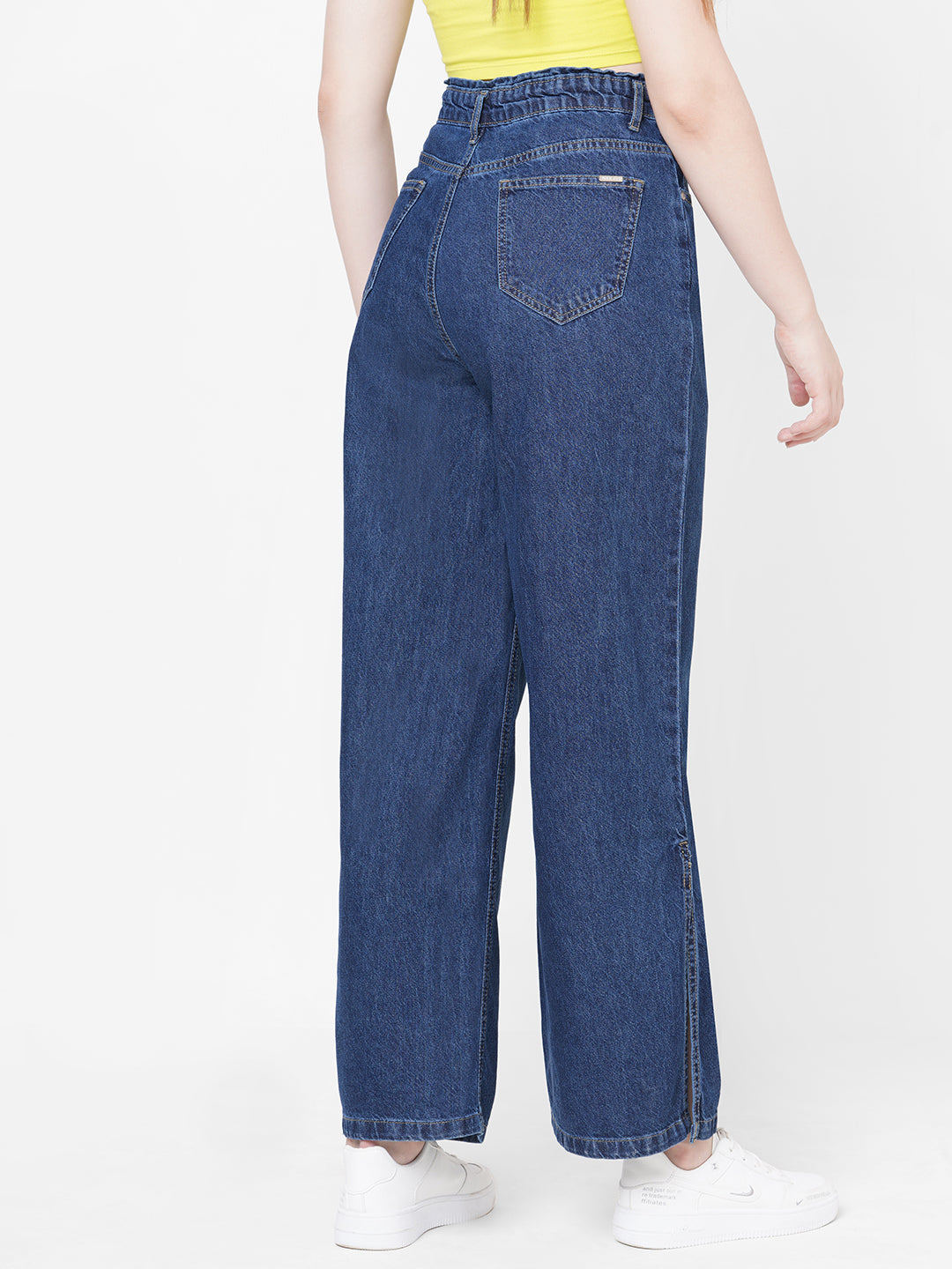 Women Blue High-Rise Wide Leg Jeans