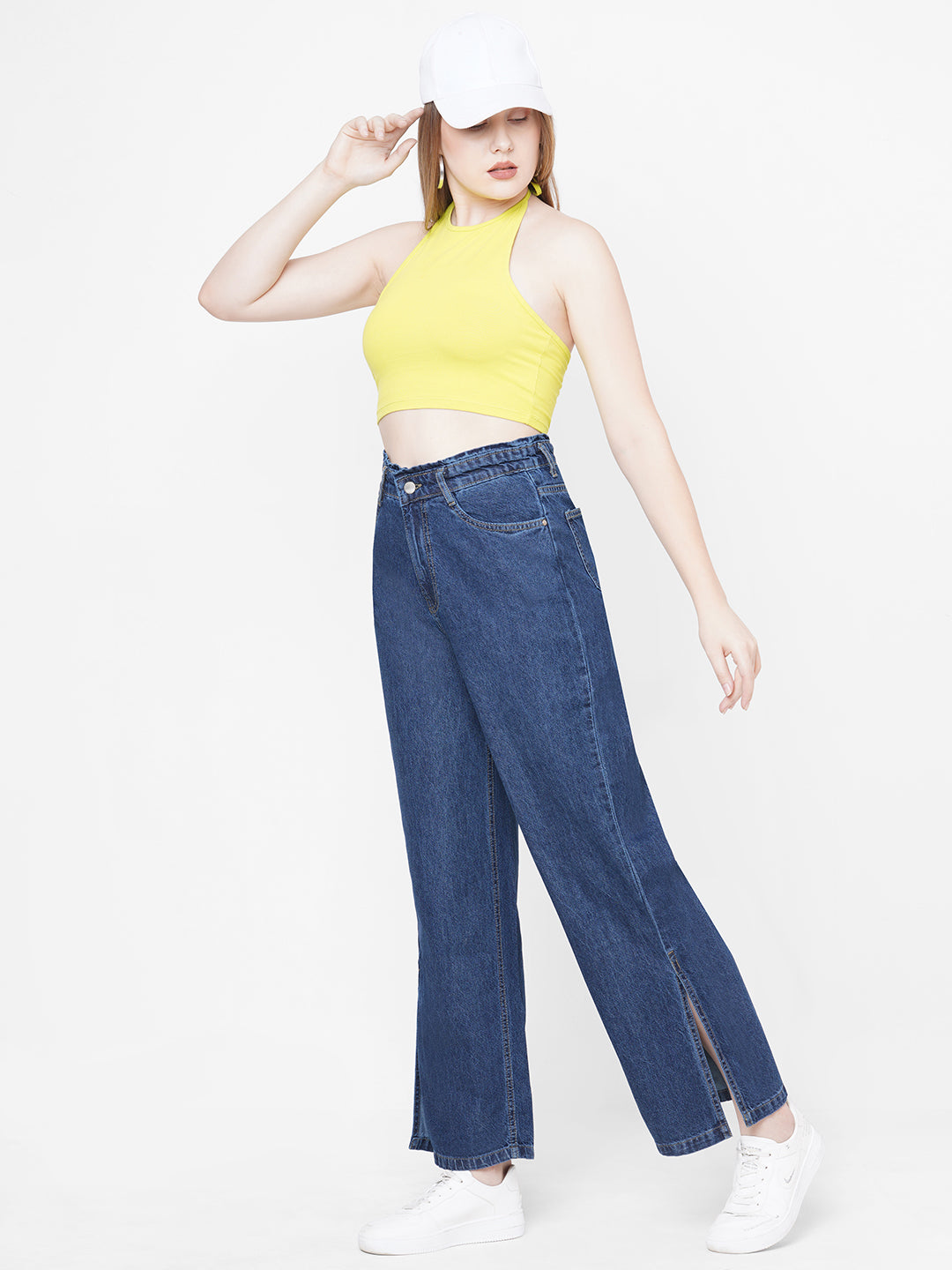 Women Blue High-Rise Wide Leg Jeans