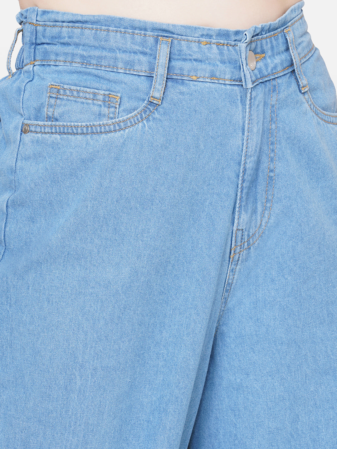 Women Light Blue High-Rise Wide Leg Jeans
