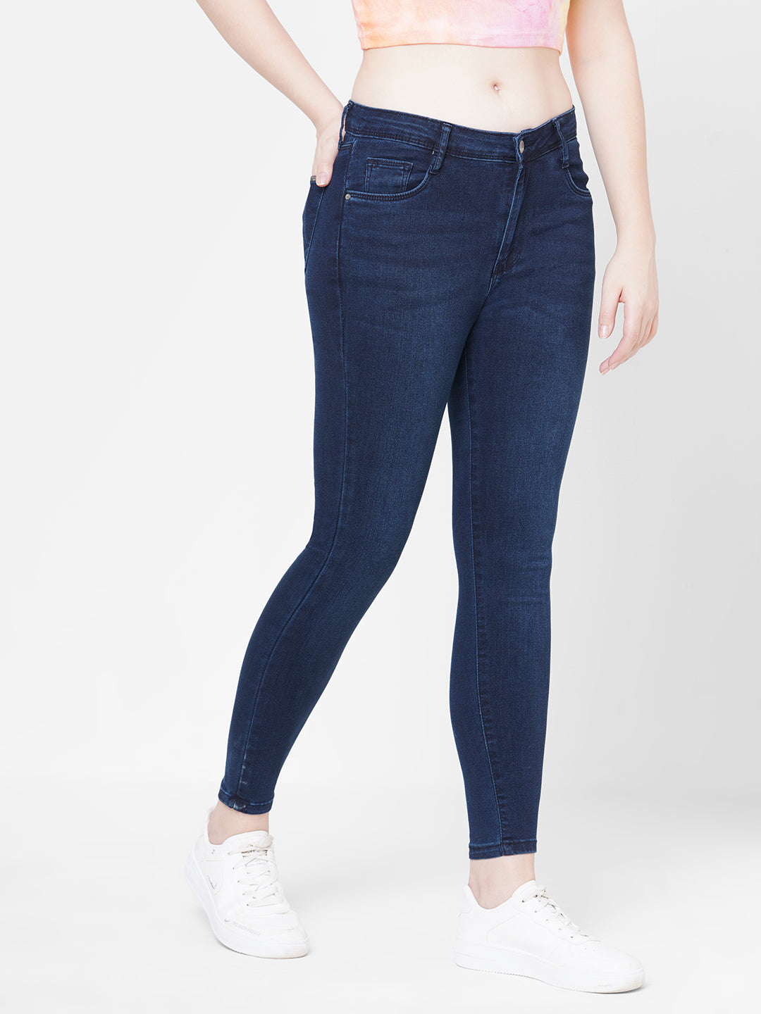 Women Dark Blue High-Rise Skinny Jeans