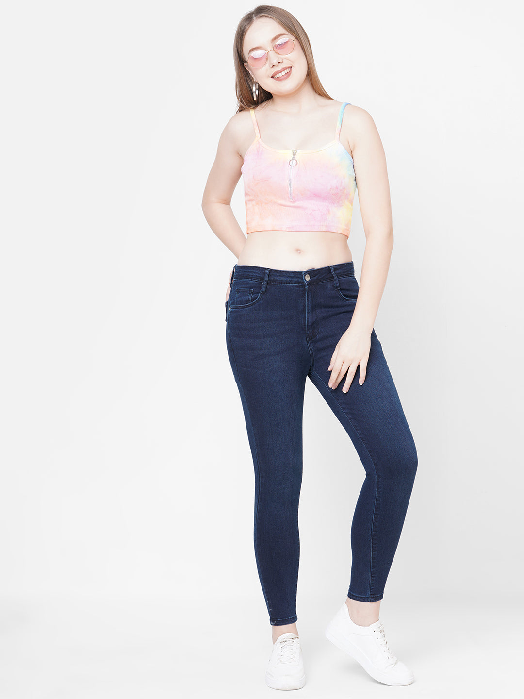 Women Dark Blue High-Rise Skinny Jeans