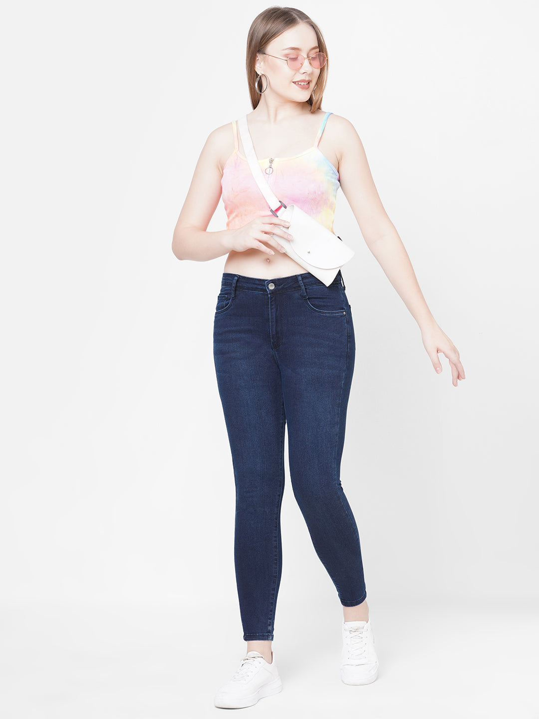 Women Dark Blue High-Rise Skinny Jeans