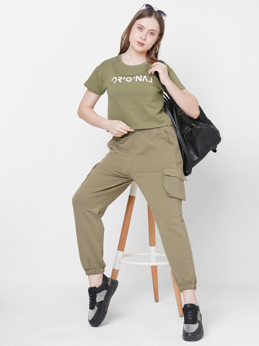 Women Olive Athleisure Top