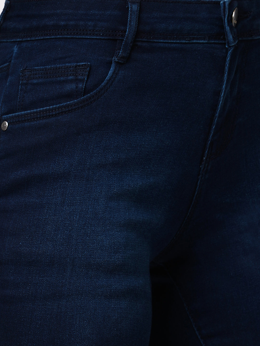 Women Dark Blue High-Rise Slim Shorts
