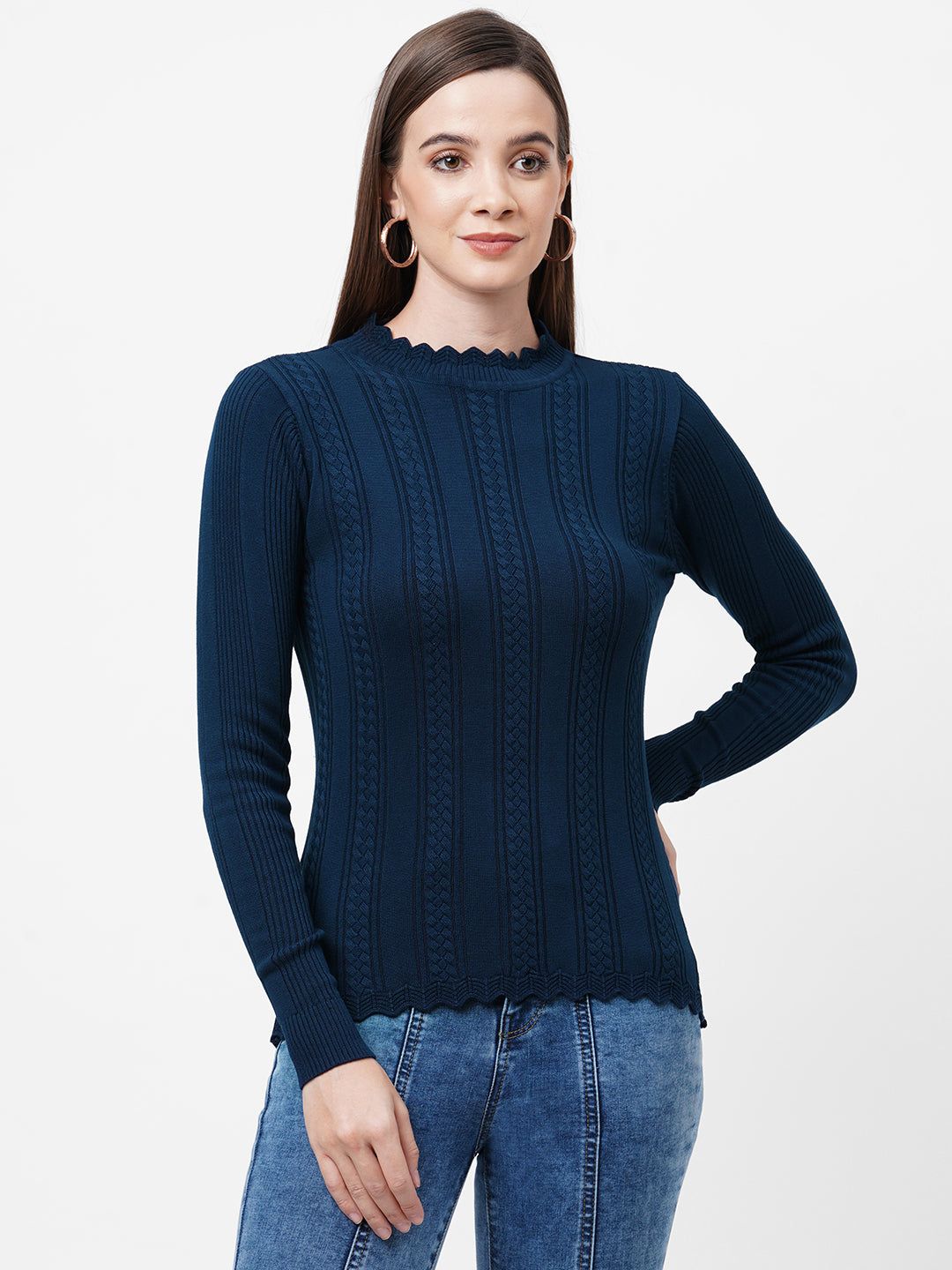 Women Airforce Blue Winter Sweater