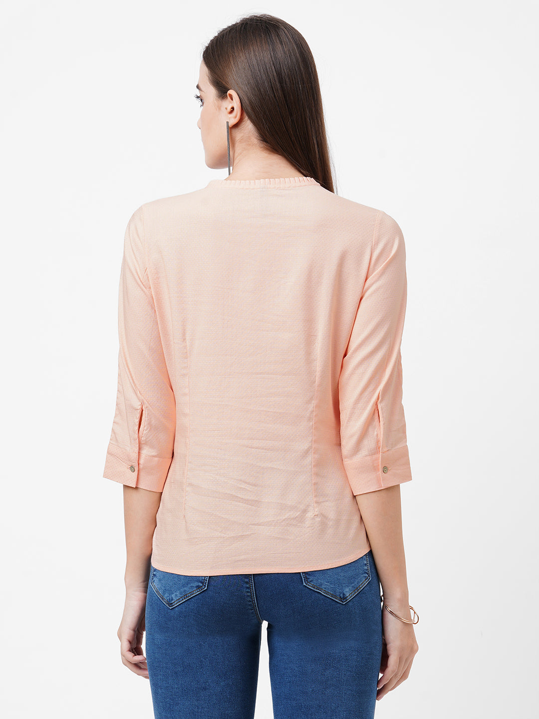 Women Peach Solid Top
