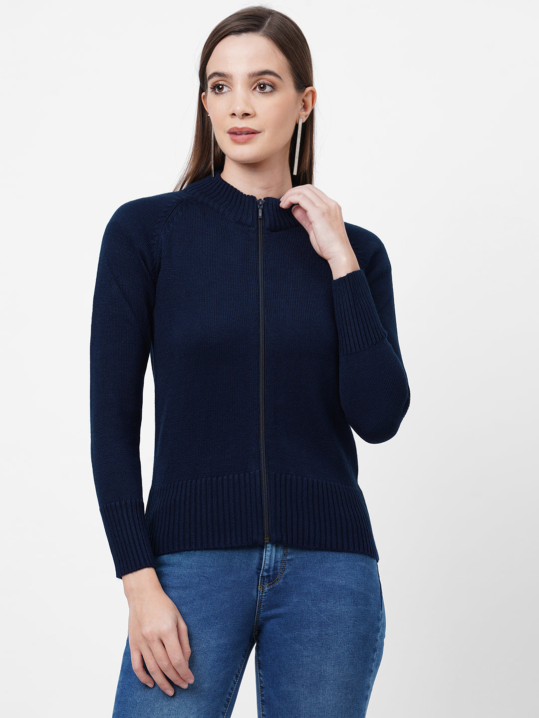 Women Navy Slim Sweater