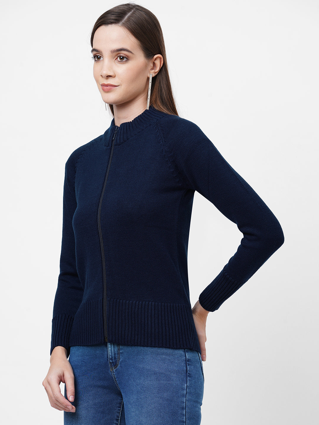 Women Navy Slim Sweater