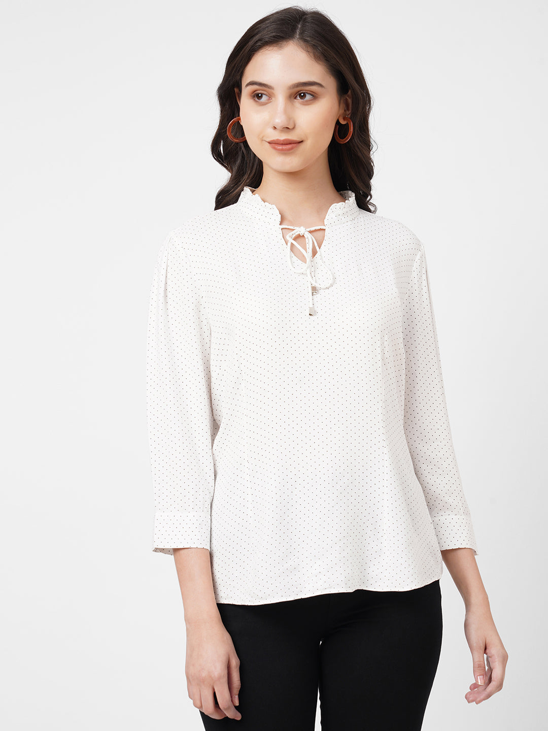 Women Off White Printed Top