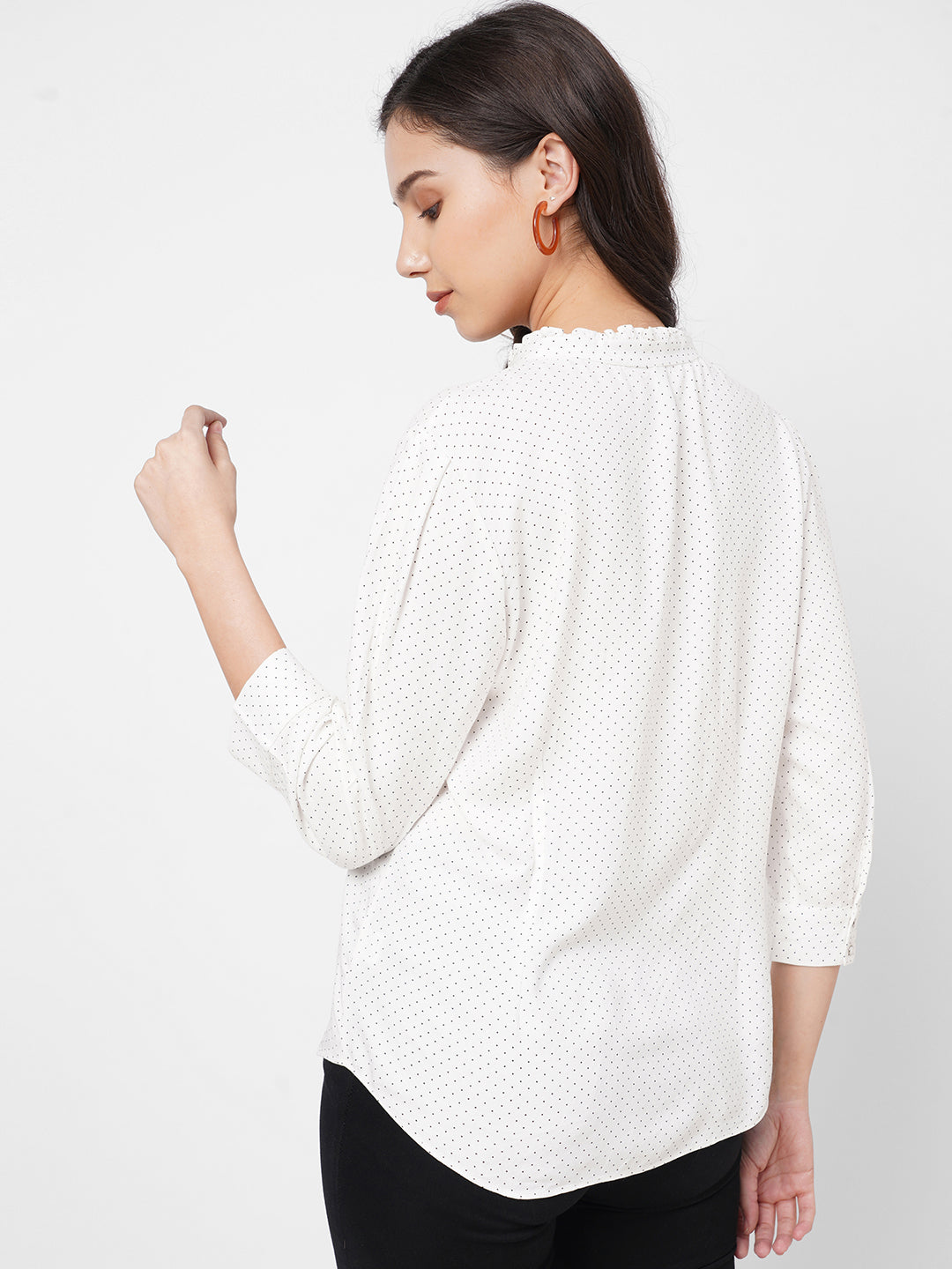 Women Off White Printed Top