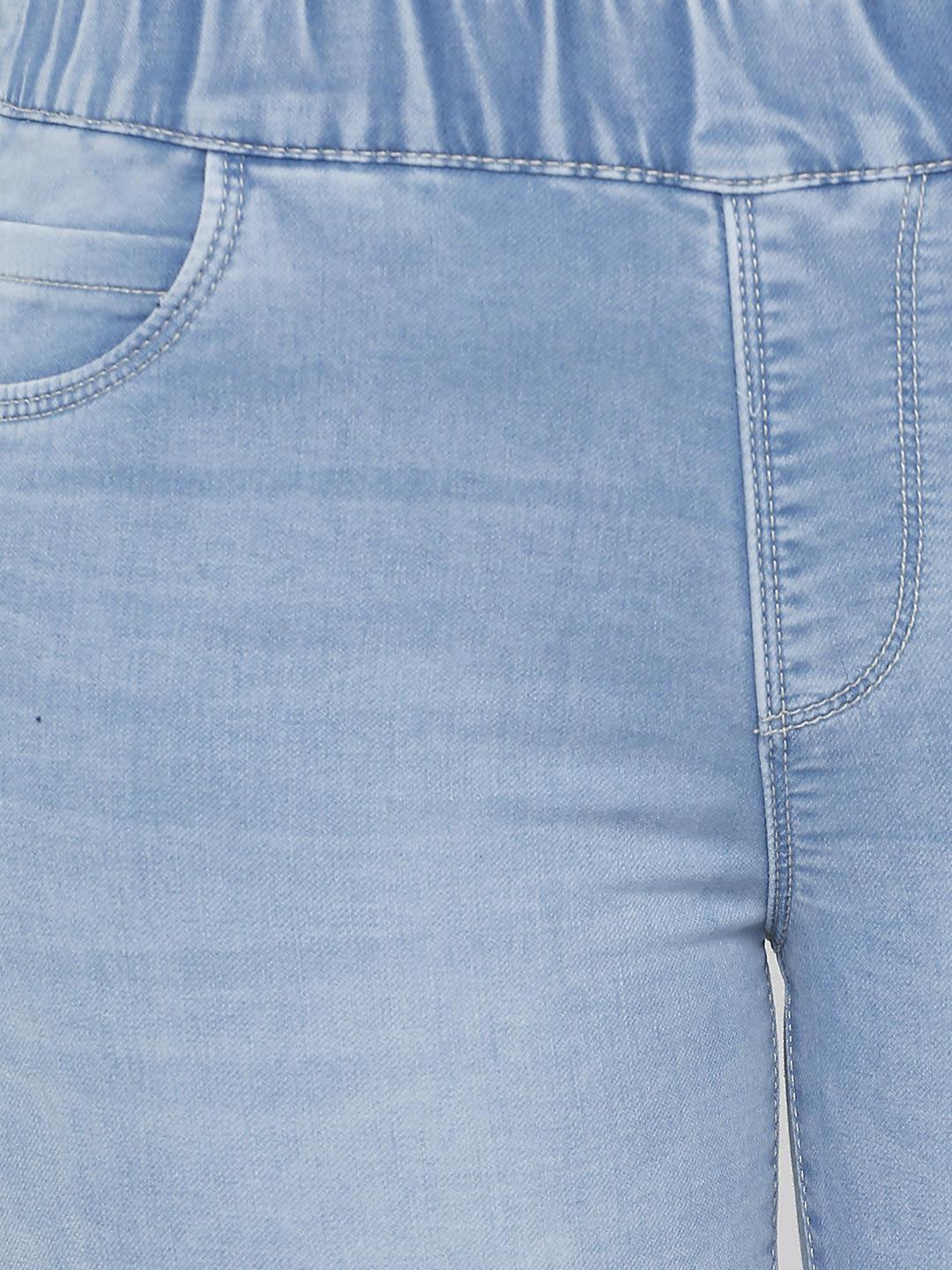 Women Light Blue Mid-Rise Push Up Super Skinny Jeans