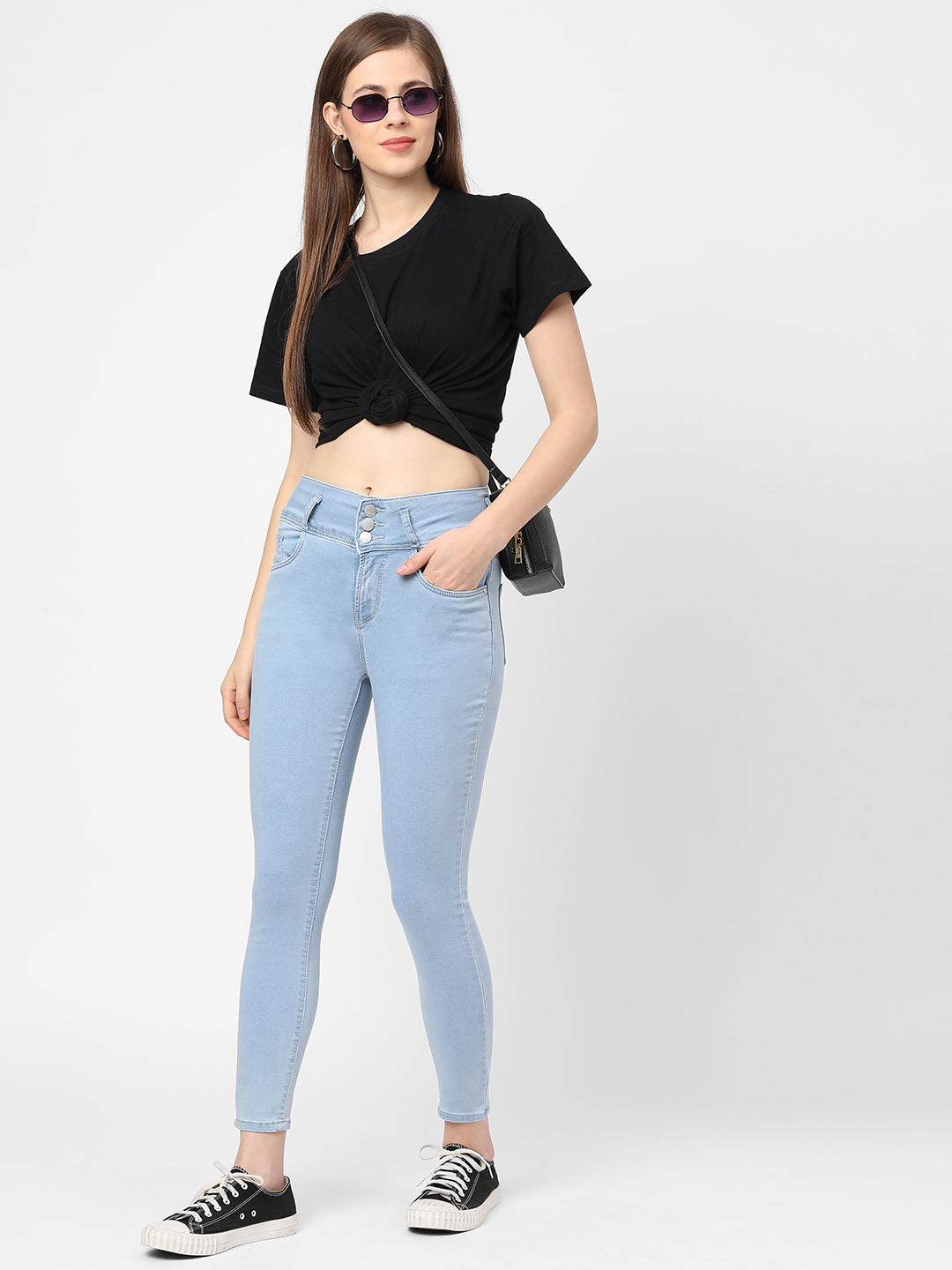 Women Light Blue High-Rise Skinny Jeans