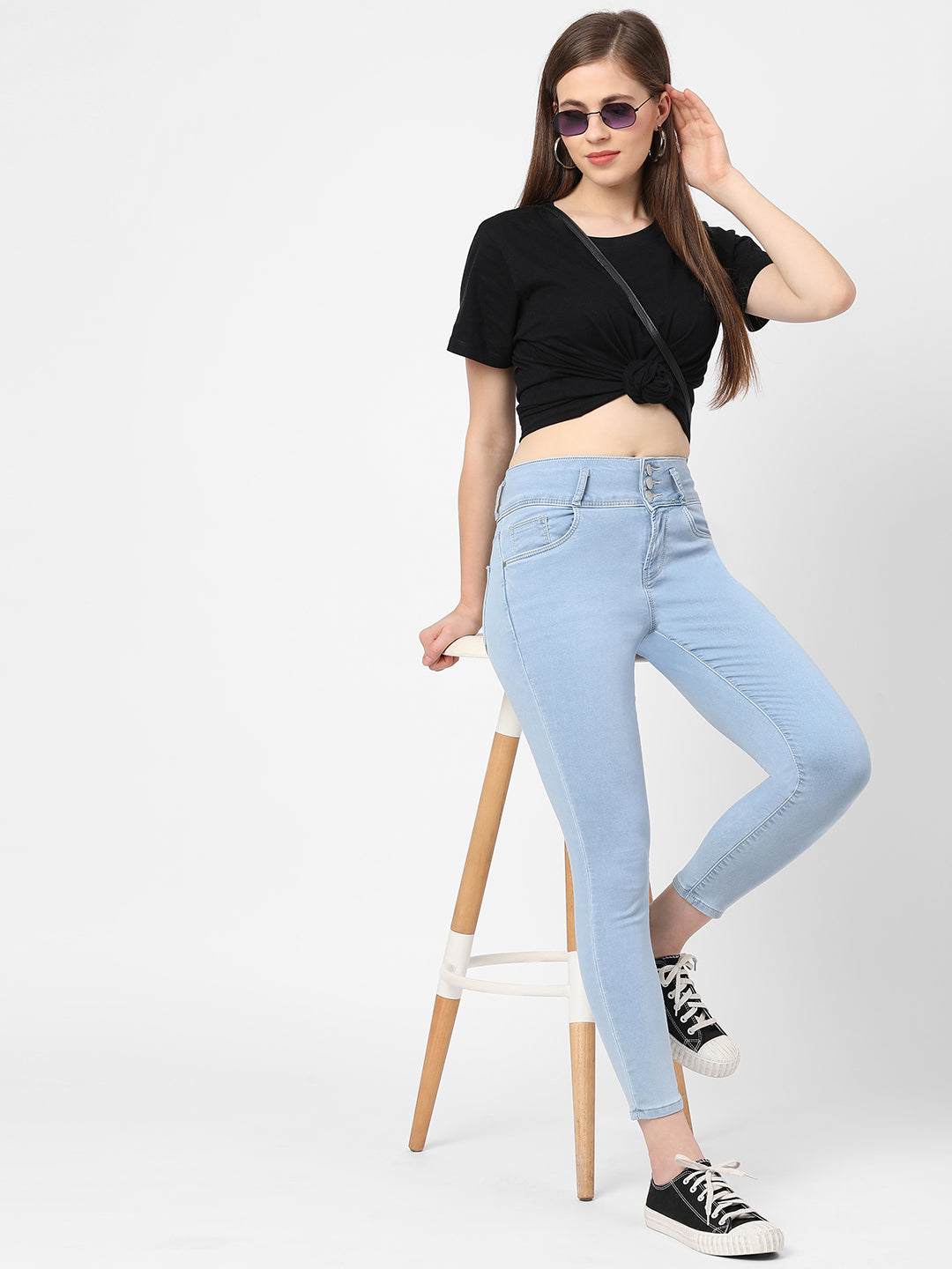 Women Light Blue High-Rise Skinny Jeans